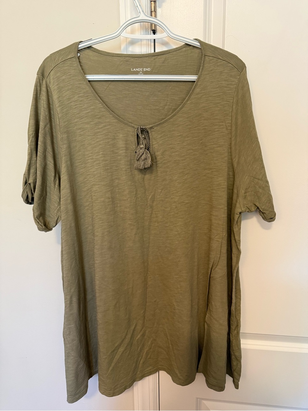Lands' End Olive Scoop Neck Tassel Tunic